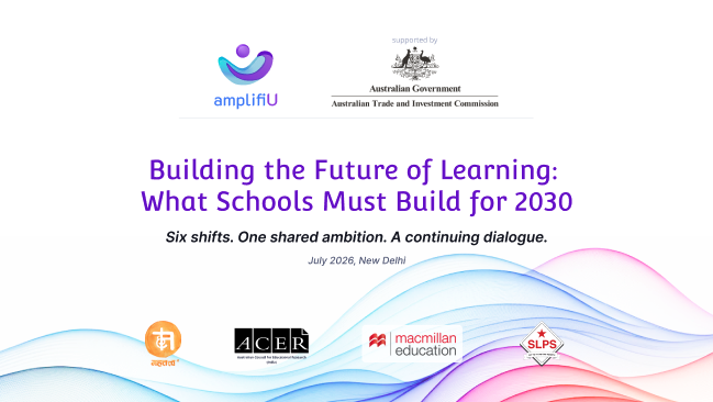 Report cover: Building the Future of Learning: What Schools Must Build for 2030. Six shifts. One shared ambition. A continuing dialogue.